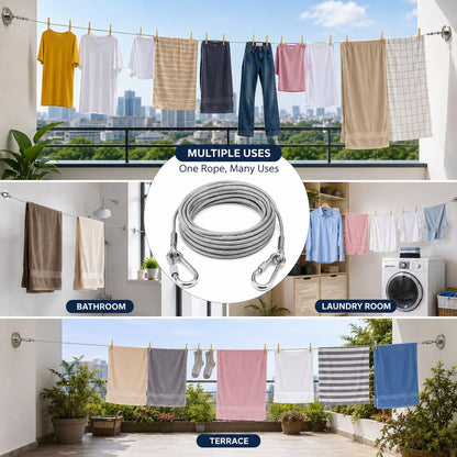 Heavy Duty Portable Clothesline – Rustproof Steel Wire Drying Rope (Pack of 2)