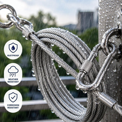 Heavy Duty Portable Clothesline – Rustproof Steel Wire Drying Rope (Pack of 2)
